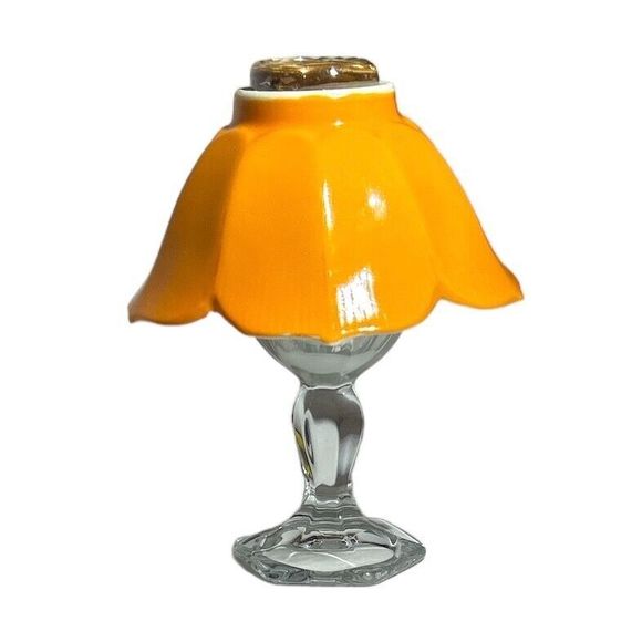 Art Deco Orange Ceramic and Glass Faux Lamp Decoration with Lusterware Top - Picture 1 of 7